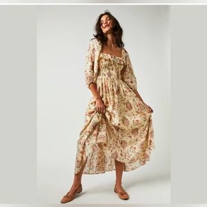 Free People Oasis Printed Midi Dress S